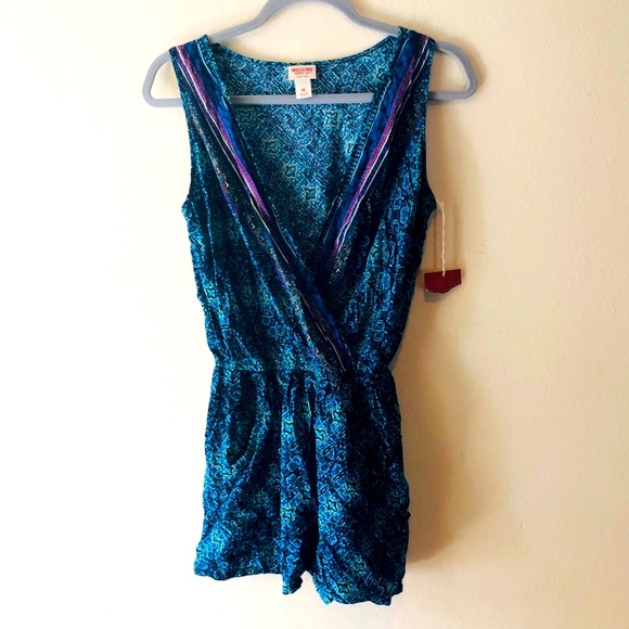NWT MOSSIMO SLEEVELESS BOHEMIAN BOHO HIPPIE PRINT ROMPER LIGHTWEIGHT SIZE XS - Picture 1 of 5